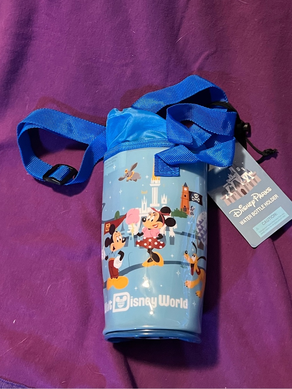 NWT Disney Parks Light Blue Bottle Holder with Blue Strap